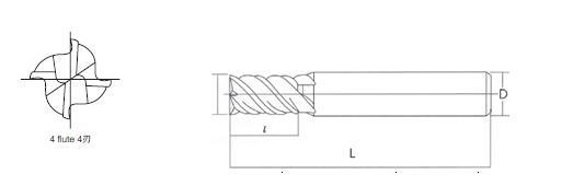Flauto del carburo di tungsteno 4 piane e mulini di estremità quadrati