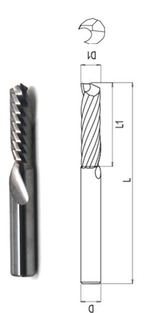Utensili per il taglio un della flauto di spirale dello strumento del tornio del carburo i singoli di estremità del mulino della fresa per alluminio di legno di plastica
